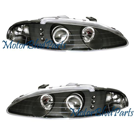 95-96 eclipse projector 2-halo headlights black w/clear signal left+right set