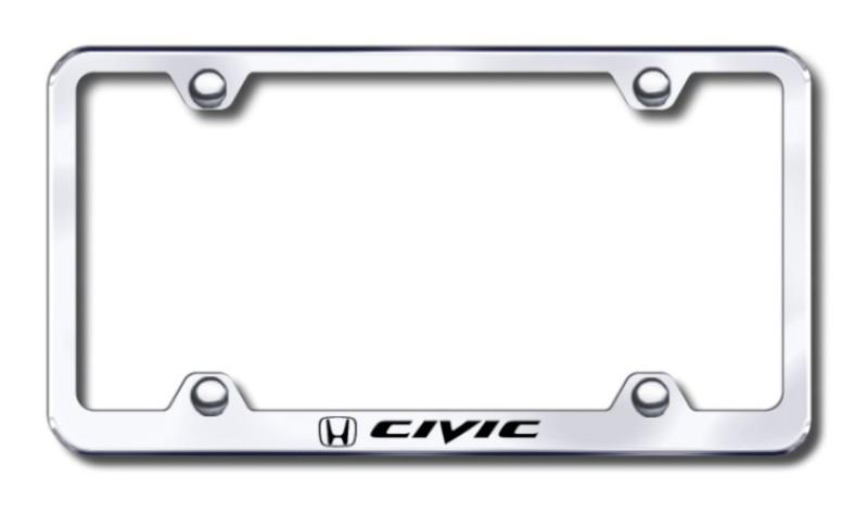 Honda civic wide body  engraved chrome license plate frame -metal made in usa g