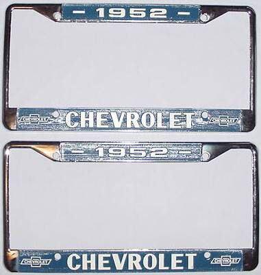 52-1952 chevrolet chevy license plate frames new