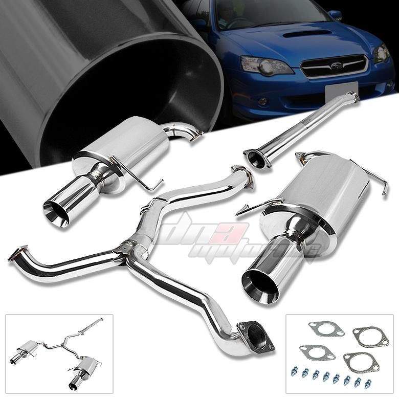 Dual 4" tip exit muffler stainless catback exhaust cat back 05-09 subaru legacy