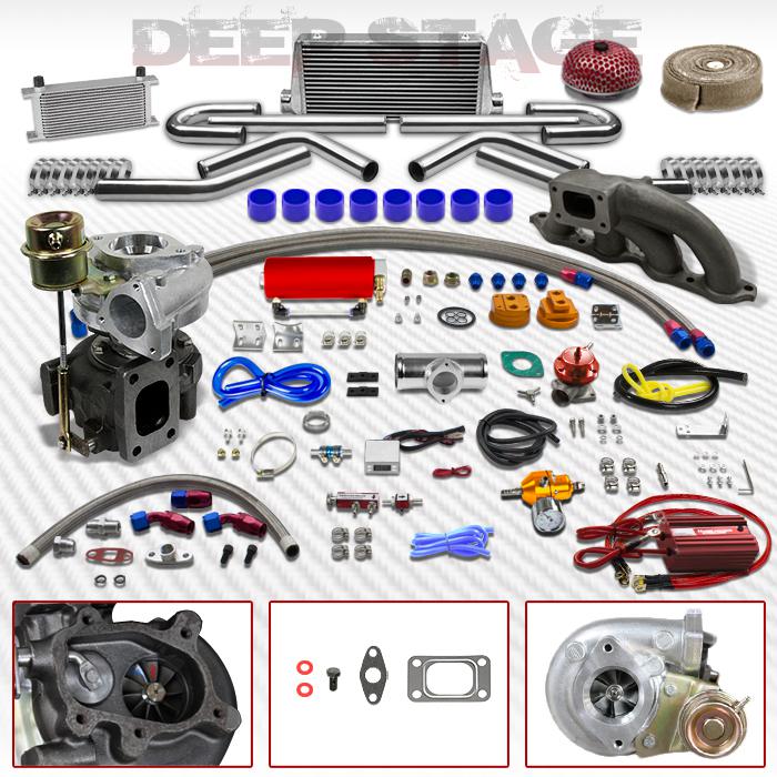 T25/t28 16pc turbo kit w/intercooler+blow off valve+manifold mr2/ae86 4a-ge 1.6l