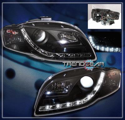 06 07 08 audi a4 s4 b7 drl r8 led projector headlights lamp black base avant 4dr