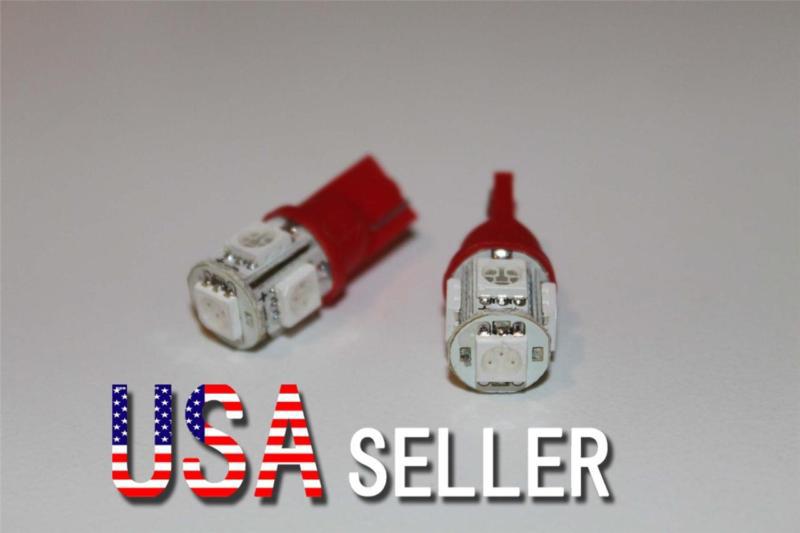 2pcs xenon t10 wedge 5-smd 5050 led light bulbs 192 168 194 w5w 2825 158 red