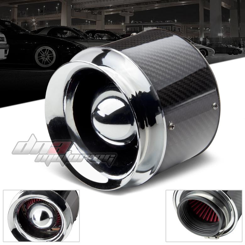 2.5" carbon fiber look+chrome cold air/short ram race intake/turbocharger filter