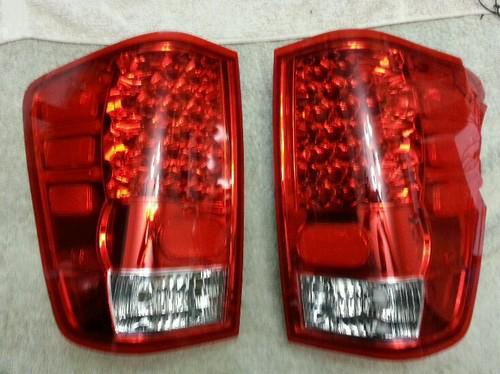 04-11 nissan titan euro red clear smd led tail lights housings rear brake lamps