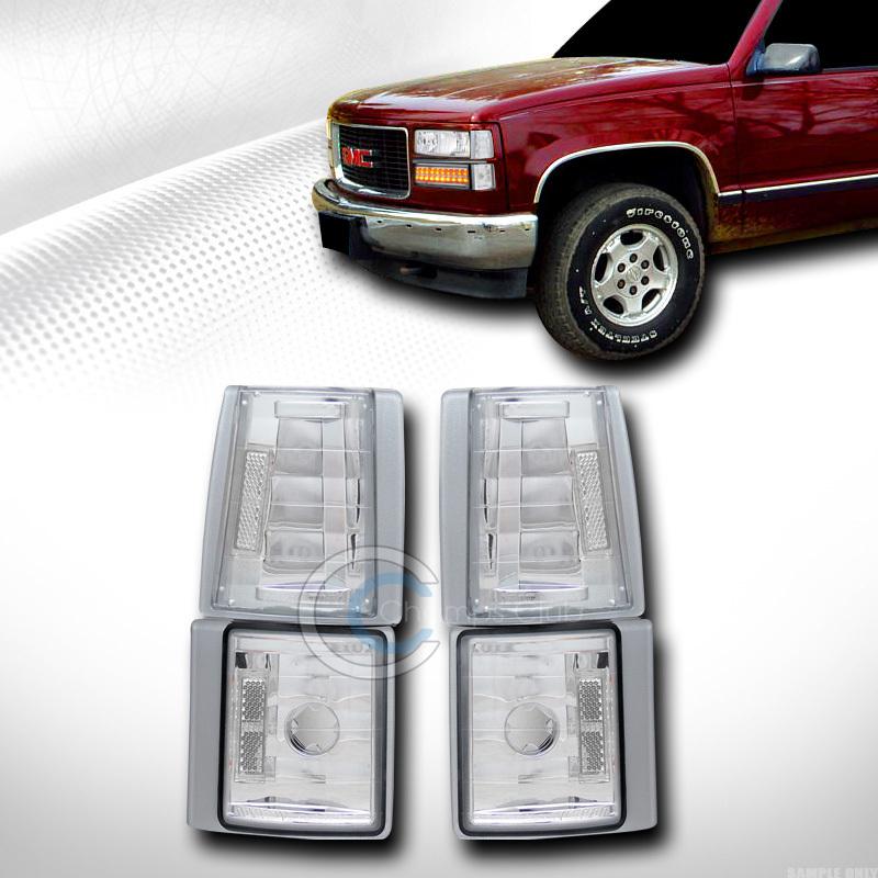 Chrome clear signal parking corner lights lamps k2 94-99 gmc c10 c/k pickup/suv