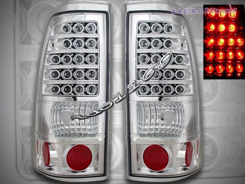 1999-2002 chevy silverado 1999-2003 gmc sierra tail lights chrome led 00 01