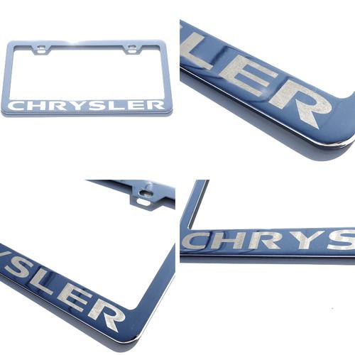 Chrysler new chrome license plate frame laser engrave brush aluminum car suv