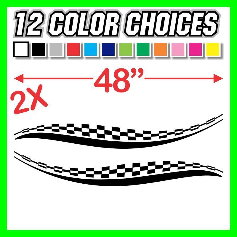 Checkered racing stripes decal trailer graphic mx go kart race car rv semi boat