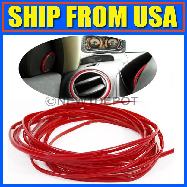 Us new 5m*3mm red car moulding trim strip for headlight dash board speakers trim
