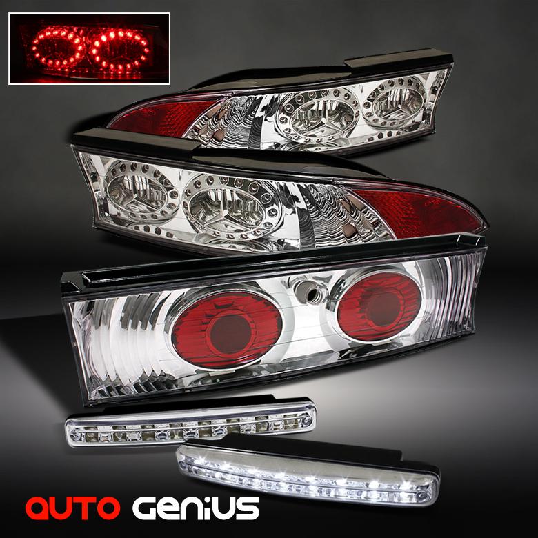 95-99 eclipse chrome altezza tail lights w/led ring + daytime running lights drl