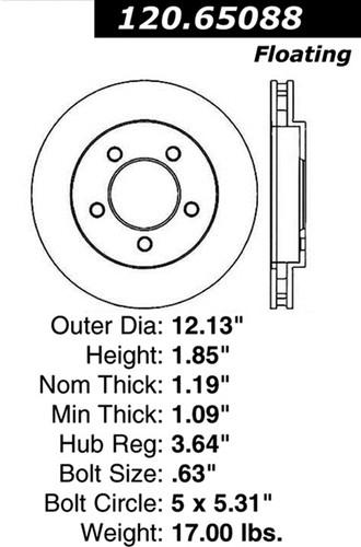 Centric-power slot 127.65088l stoptech sport rotors 99-02 expedition navigator