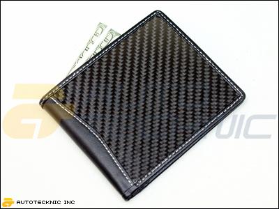 Autotecknic real carbon fiber slim black leather men's fold wallet great gift