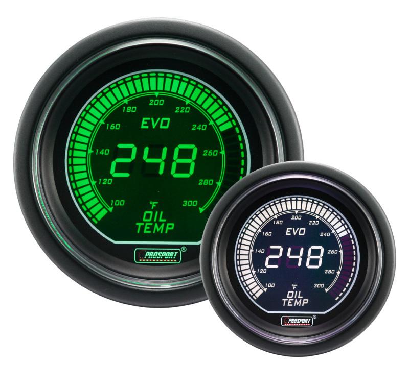 Oil temperature gauge prosport evo series green and white 52mm 2 1/16" 