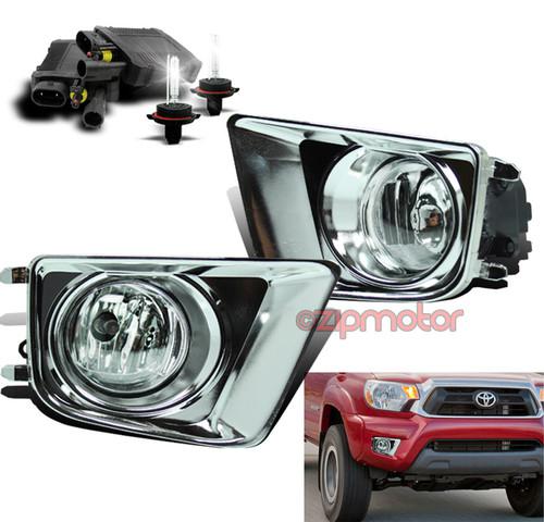 2012-2013 toyota tacoma pickup bumper fog light w/6000k hid+chrome cover+harness