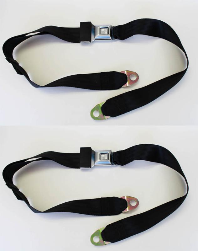 New! sunbeam tiger black seat belts set 2 push button pair alpine mg cobra 72"