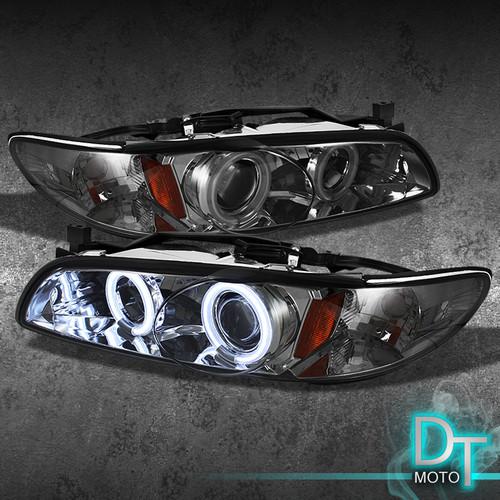 Smoked 97-03 pontiac grand prix ccfl halo projector headlights lights left+right