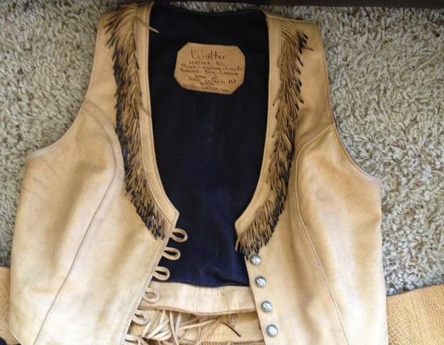 Custom fringe leather vest and matching chaps small large walter leather co.