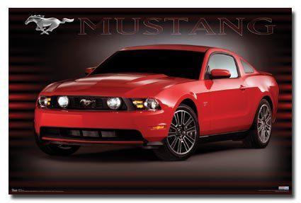 Fun ford mustang red coupe fast pony muscle horsepower car ad poster print art 