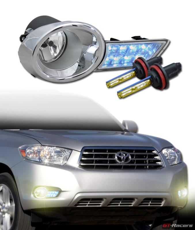 3k hid w/sport clear lens front bumper fog light+led cover+switch 08+ highlander