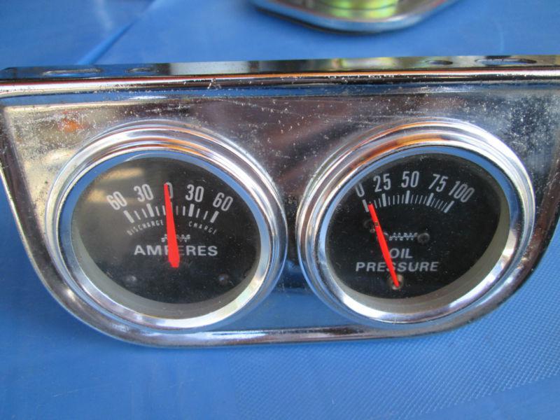 Vintage  2'' amp & oil pressure gauge set & panel includes two face plates