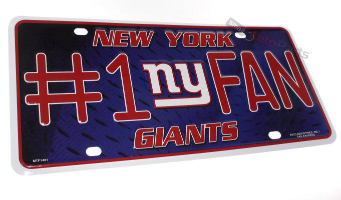 New york ny giants nfl #1 fan license plate aluminum metal car truck tag