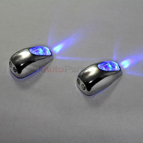 2 universal chrome blue led light windshield jet spray nozzle wiper washer eyes 