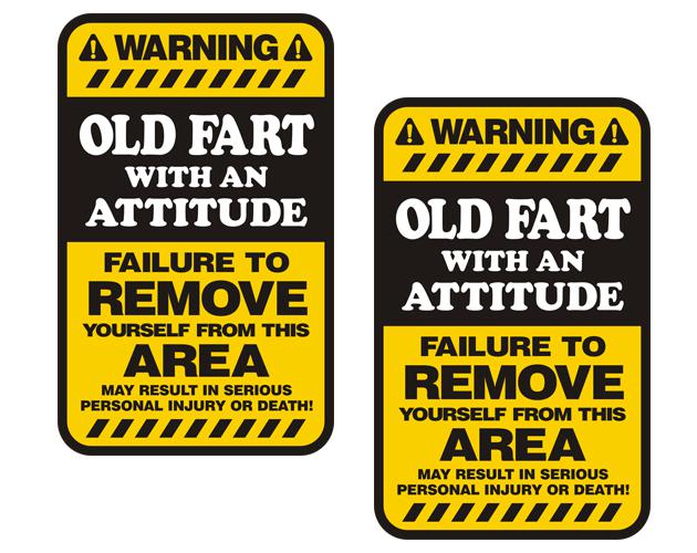 Old fart warning yellow decal set 3"x1.8" funny hard hat vinyl sticker zu1