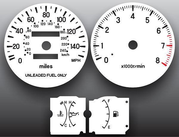 1995-2000 chrysler sebring tach instrument cluster white face gauges