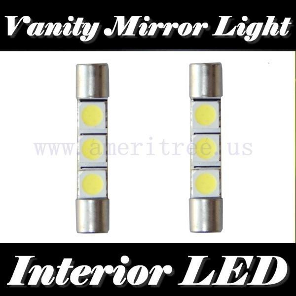 2 x 6641 5050 3smd xenon white led bulbs fit sun visor vanity mirror light