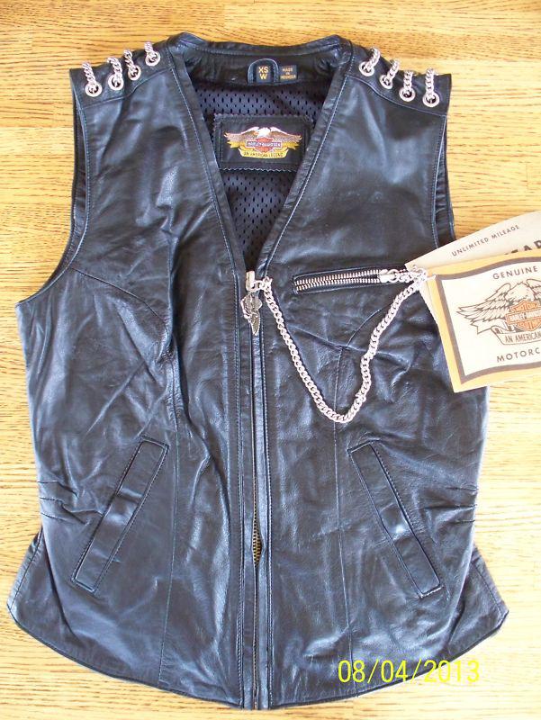 Harley davidson new htf women's leather vest sz.xsm 