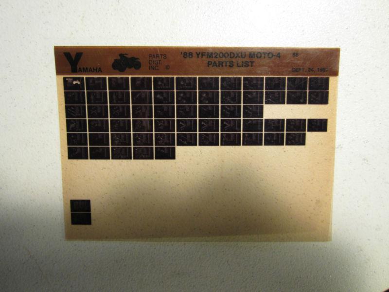 1988 yamaha atv yfm200dxu moto 4 microfiche parts catalog yfm 200 dxu