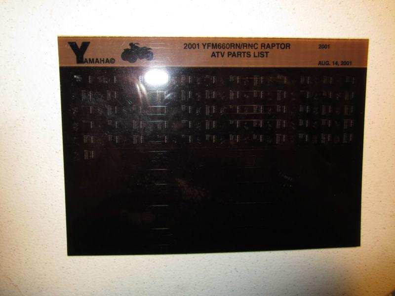 2001 yamaha atv yfm660rn raptor microfiche parts list catalog yfm 660 rn