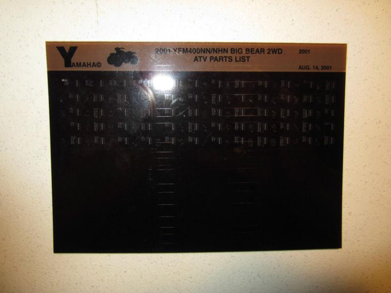 2001 yamaha atv yfm400nn yfm400nhn big bear 2wd microfiche parts catalog 