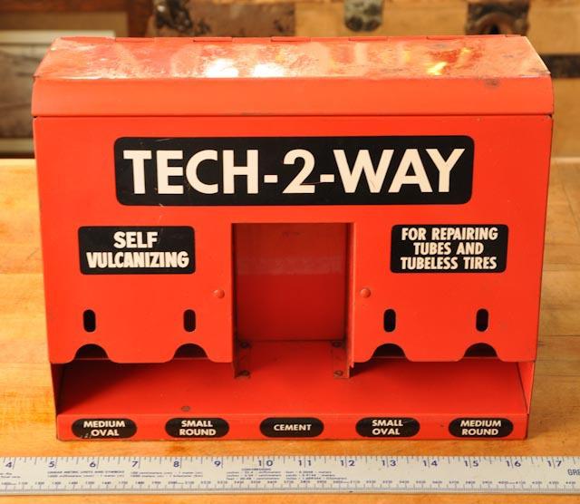 Vintage "tech-2-way tire & tube repair cabinet" automotive truck station shop 