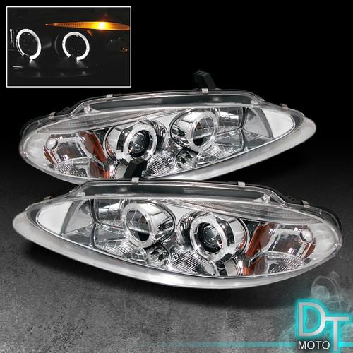 98-04 dodge intrepid dual halo projector headlights lights lamps w/led eye lid