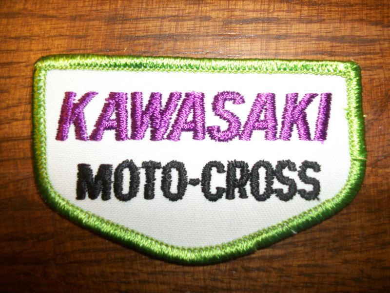 Kawasaki moto cross patch vintage embroidered 1970s nos mx kx kfx f21m  f11m
