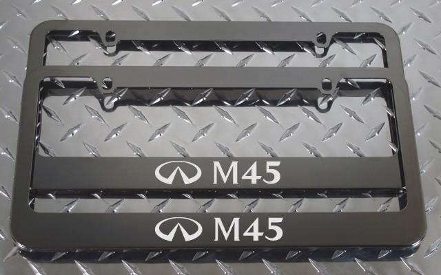 2 brand new infiniti m45 gunmetal license plate frame + screw caps