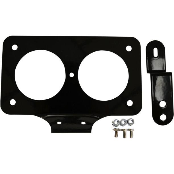 Drag specialties steel black laydown license plate mount for harley springer