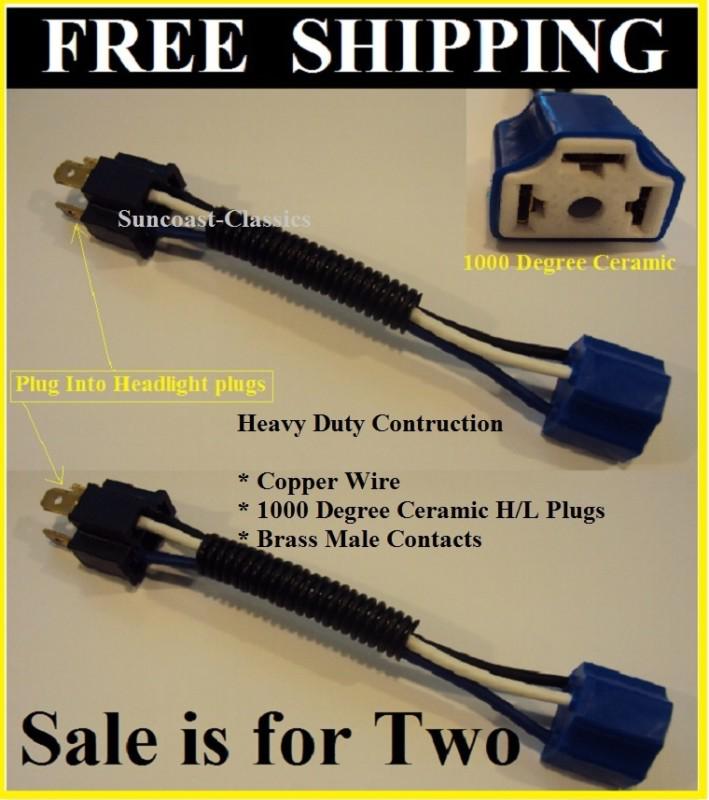 H4 heavy duty ceramic headlight harness extension adaptors headlamp heat plug 6