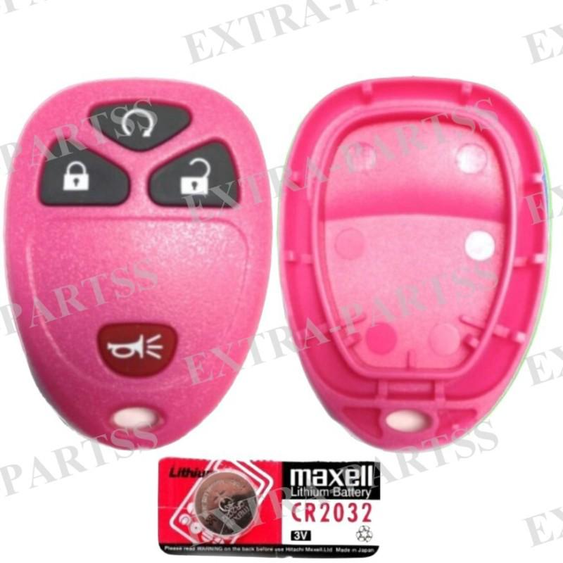 New pink replacement remote keyless entry key fob clicker shell case + battery