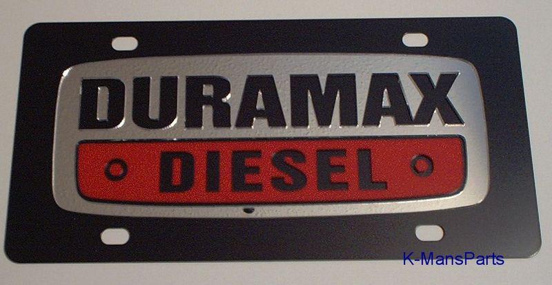 Chevrolet duramax diesel emblem black stainless steel vanity license plate tag