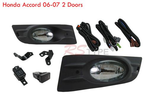 2006-2007 honda accord 2 doors coupe oe style fog lamp kit smoke len 