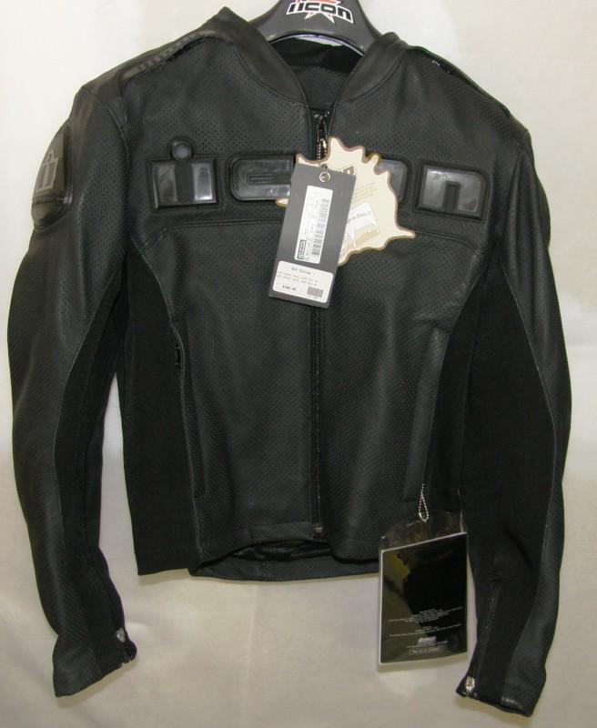 **new** icon accelerant perforated black leather jacket sm small 2810-1465 w\tag