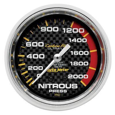 Autometer carbon fiber ultra-lite mechanical nitrous pressure gauge 2 5/8" dia