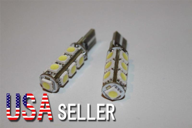 2pcs canbus error free t10 wedge 13-smd 5050 led light bulb 192 168 194 white