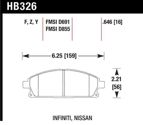 Hawk performance hb326f.646 disc brake pad 96-09 mdx pathfinder q45 quest qx4