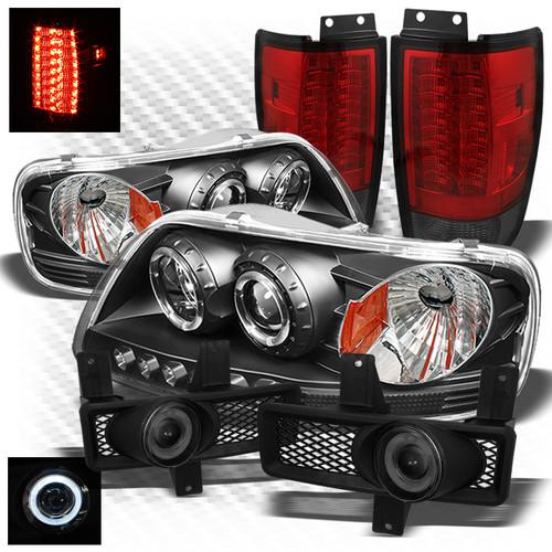 97-98 expedition black headlights + r/s led tail lights + projector fog lights