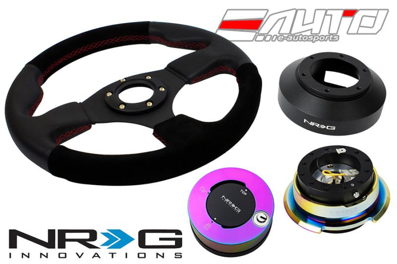 Nrg 320mm race l/s red st steering wheel 141h hub 2.8 bkmc quick release lock mc