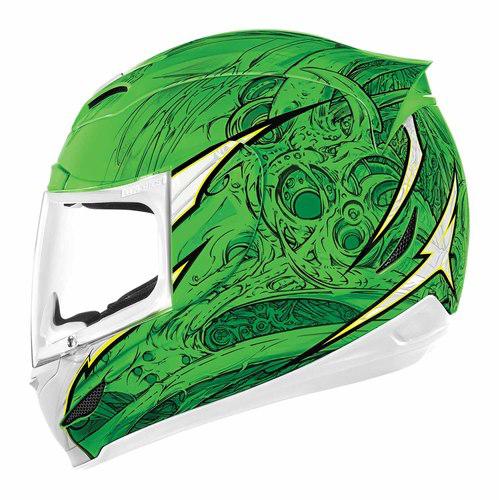 New icon airmada sportbike sb1 full-face adult helmet, green/black, small